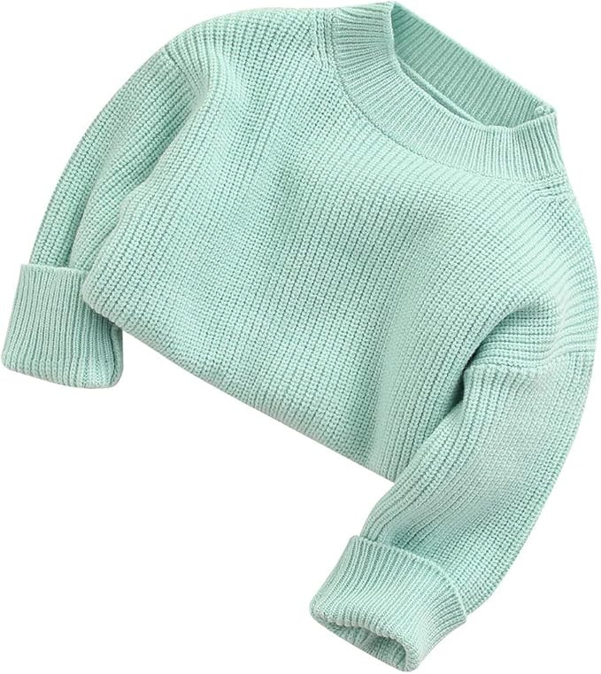 Toddler Baby Girl Boys Sweater Round Neck Long Sleeve Candy Color Knitted Pullover Tops Autumn Wi... | Amazon (US)