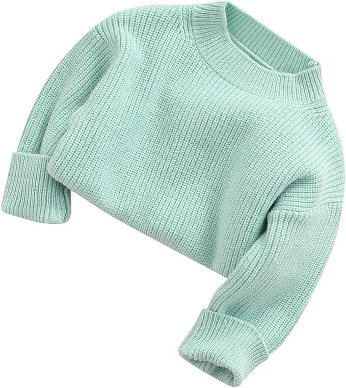 Toddler Baby Girl Boys Sweater Round Neck Long Sleeve Candy Color Knitted Pullover Tops Autumn Wi... | Amazon (US)