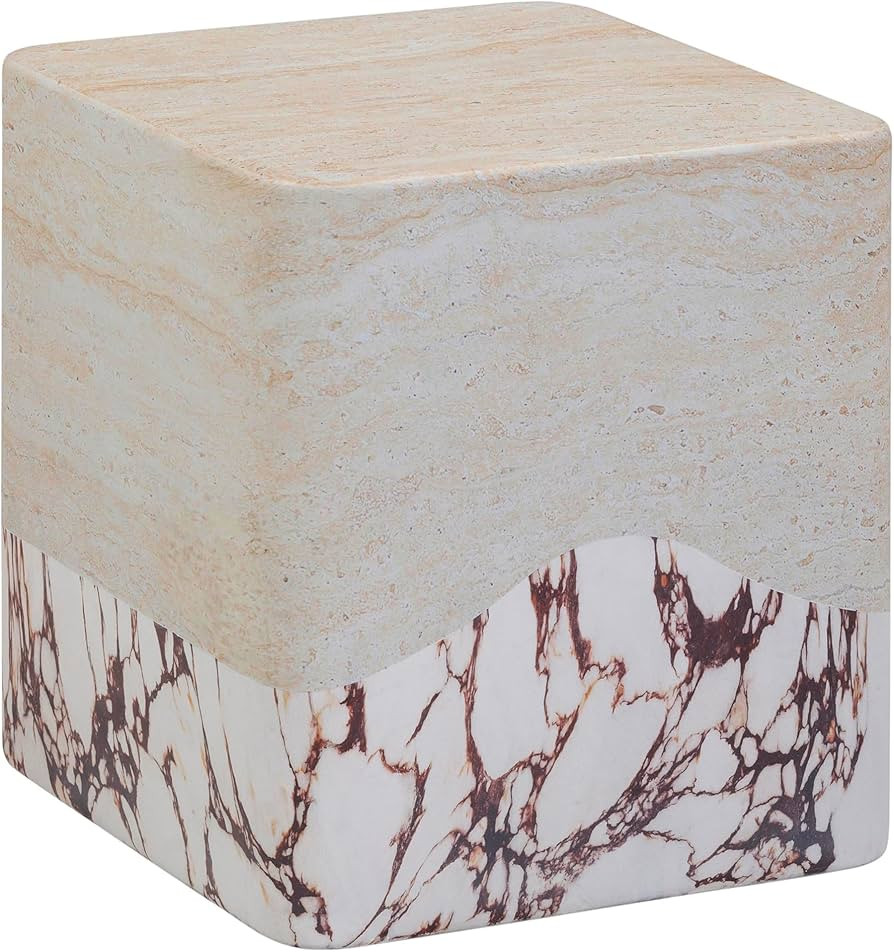 Tov Furniture Brut Travertine & Breccia Concrete Indoor/Outdoor Side Table | Amazon (US)