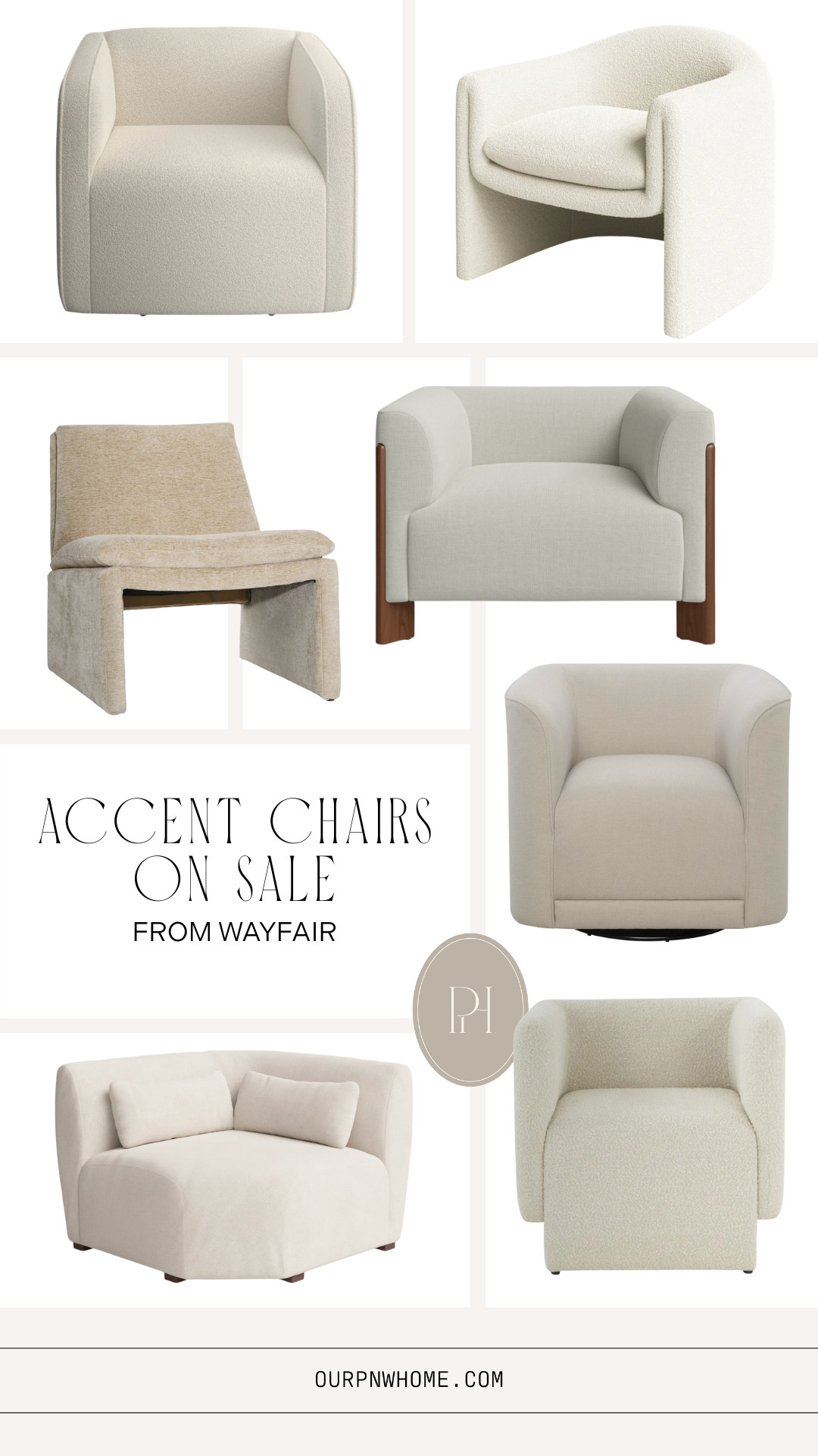 These stunning neutral accent chairs are currently on sale at Wayfair!

boucle chair, sherpa chair, white armchair, ivory accent chair, tan accent chair, armless chair, swivel chair, modern accent chair, living room furniture, living room seating, modern furniture, corner chair 

 #LTKSeasonal #LTKHome #LTKSaleAlert