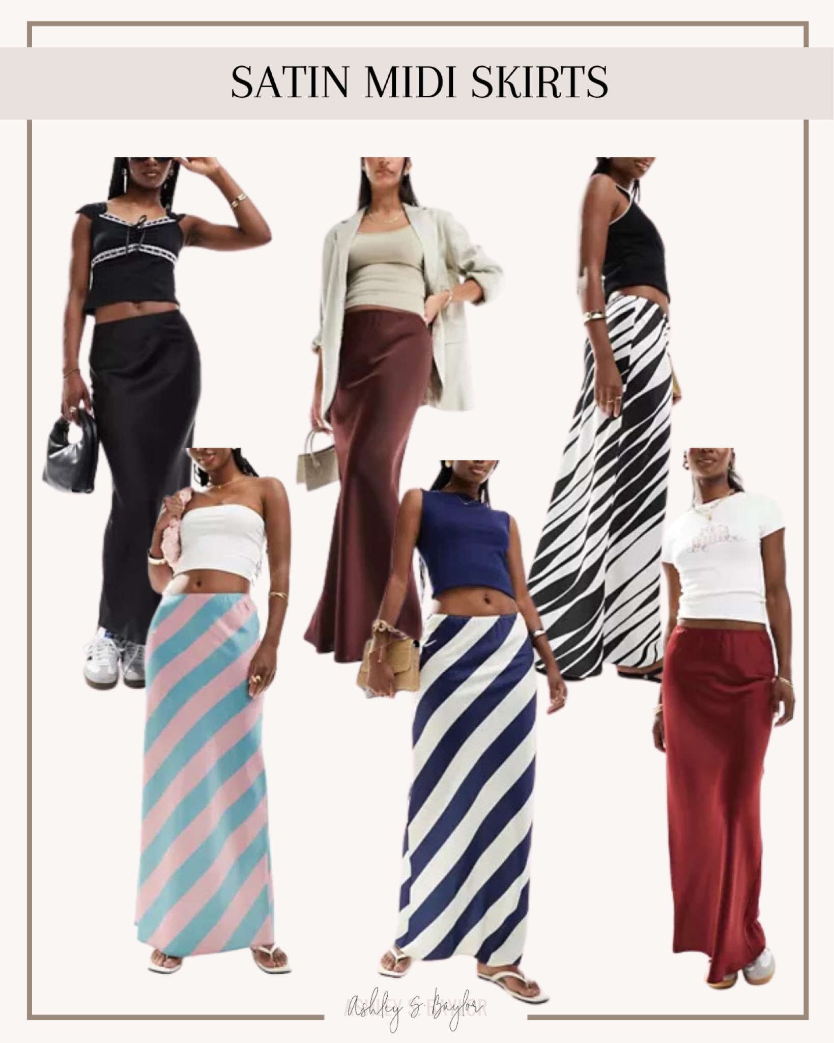 Satin midi skirts 

#LTKStyleTip #LTKFindsUnder50 #LTKSeasonal