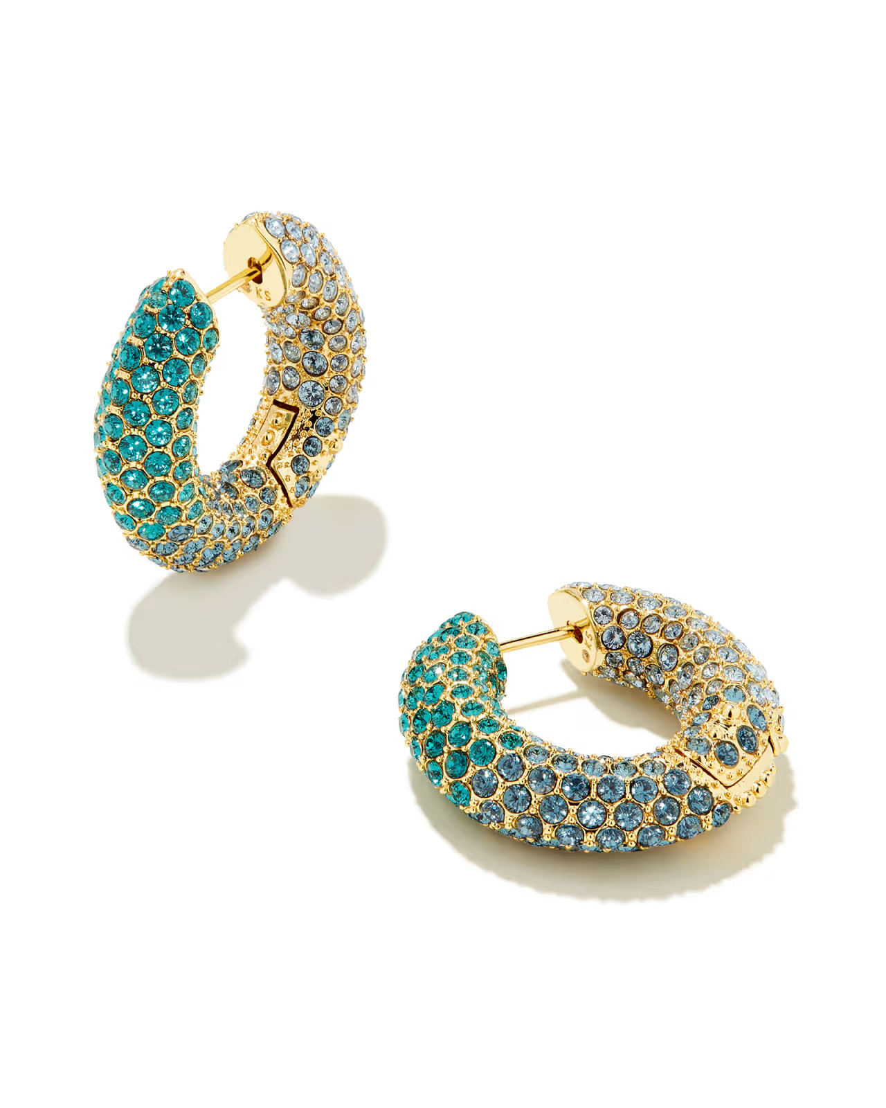 Mikki Gold Pave Hoop Earrings in Green Crystal | Kendra Scott | Kendra Scott