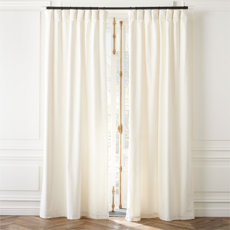 Warm White Organic Cotton Velvet Window Curtain Panel 48"x108'' + Reviews | CB2 | CB2