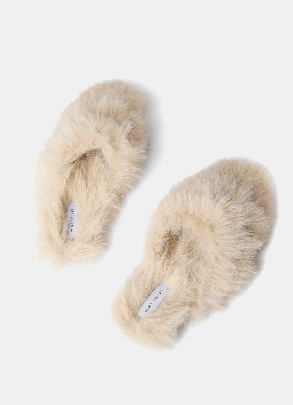 Neutral Faux Fur Mule Slippers | Mint Velvet