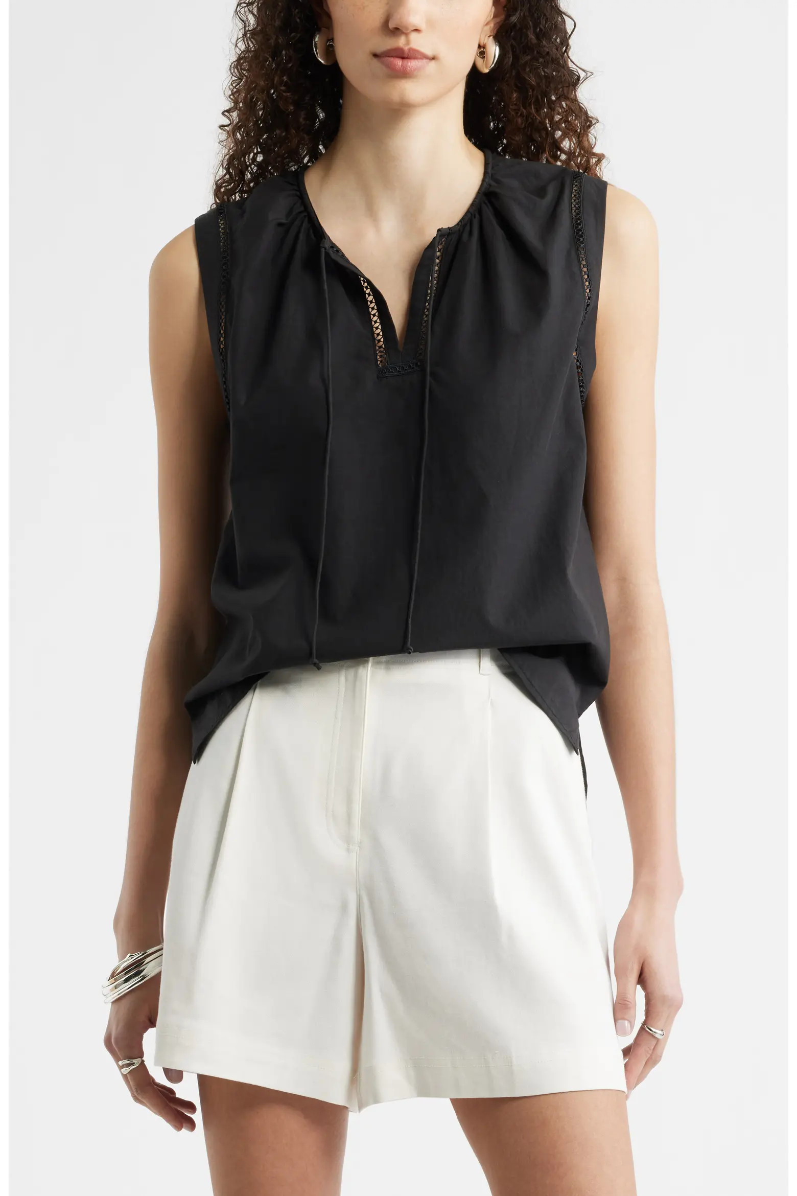 Lace Inset Tie Front Top (Women) | Nordstrom | Nordstrom