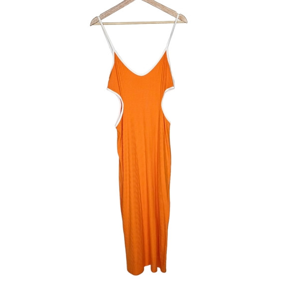 Reformation Lilou Midi Ribbed Dress Orange White Cut Out Size Large | Poshmark
