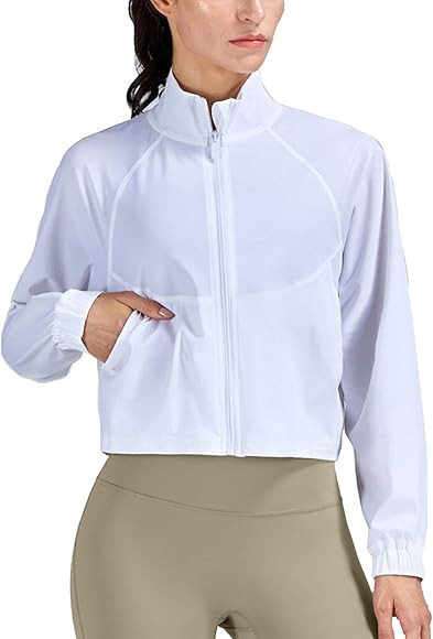 altiland Women's Athletic Running Yoga Gym Track Zip Up Cropped Jackets UPF 50+ Sun Protection Lo... | Amazon (US)