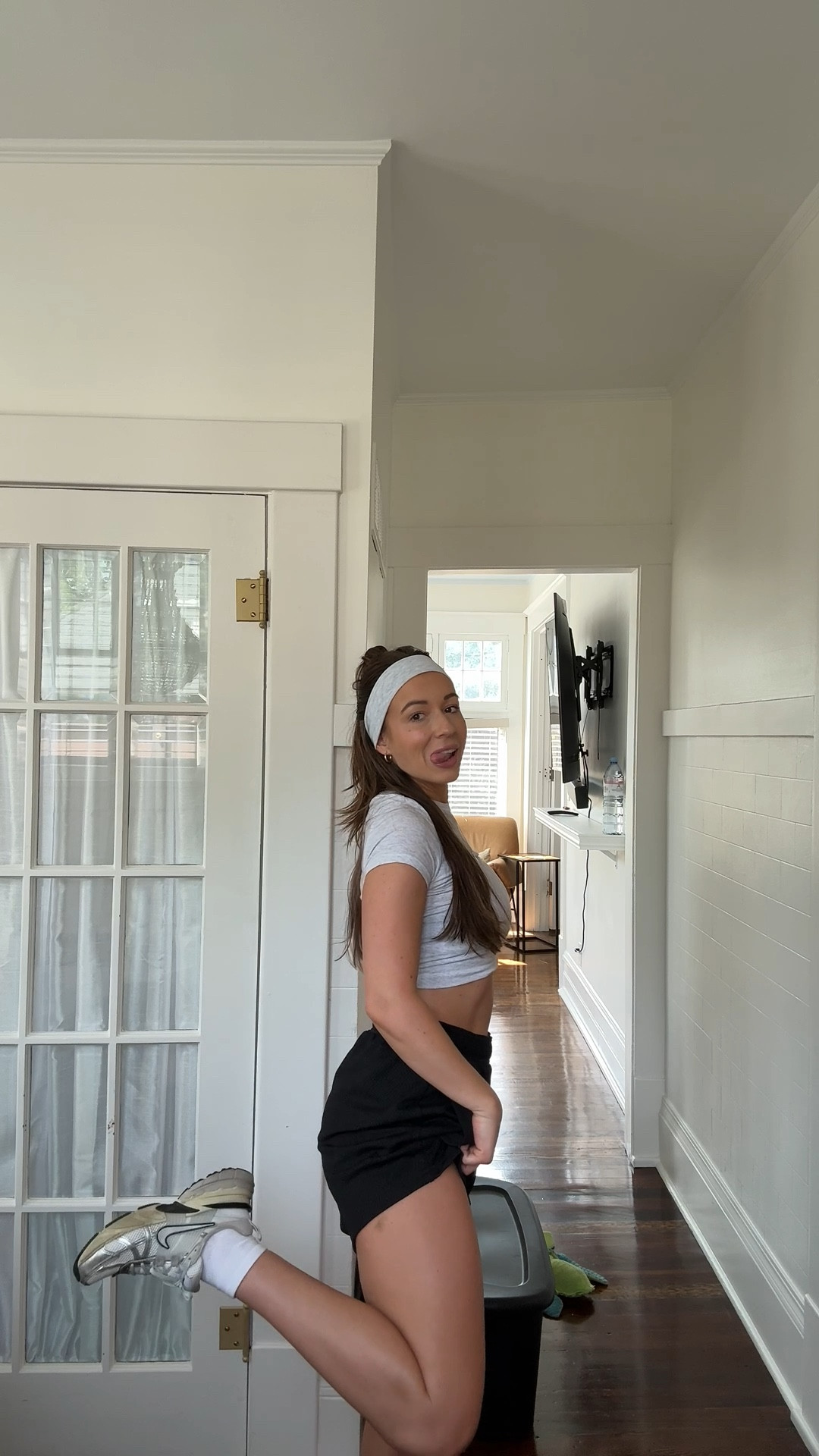 xs tee
small shorts
size up 1/2 for shoes