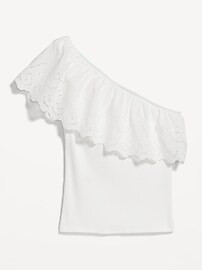 Eyelet One-Shoulder Paneled Rib-Knit Top for Women | Old Navy (US)