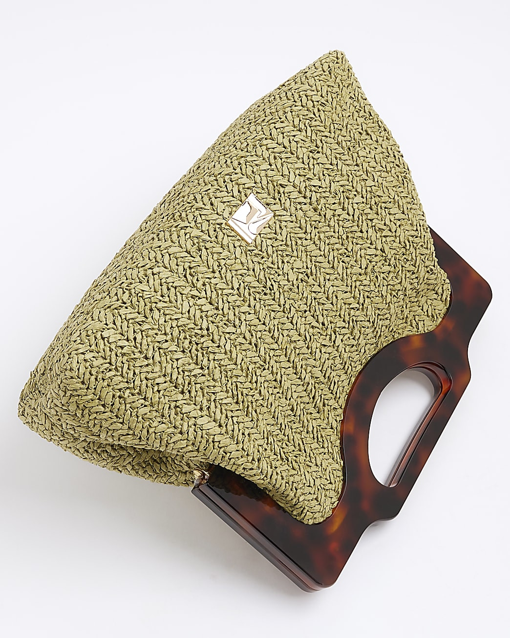 Green raffia top handle clutch bag | River Island UK & IE