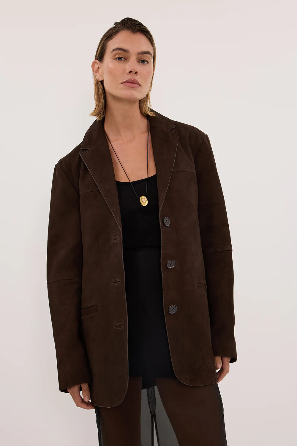 HENDRIX BITTER CHOC SUEDE JACKET | DISSH