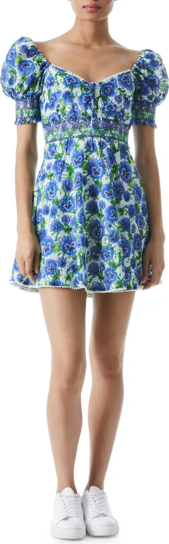 Alice + Olivia Crawford Floral Eyelet Smocked Cotton Minidress | Nordstrom | Nordstrom