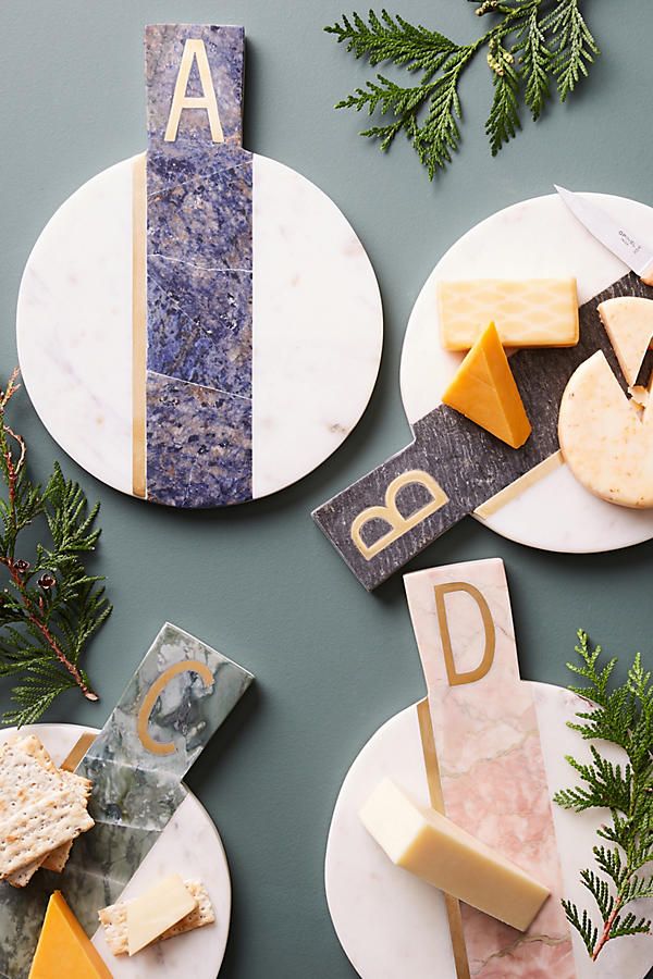 Marbled Monogram Cheese Board | Anthropologie (US)