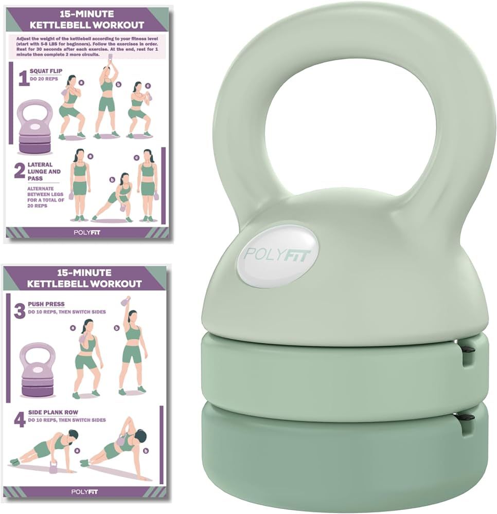 Polyfit Adjustable Kettlebell - 5 lbs, 8 lbs, 12 lbs Kettlebell Weights Set for Women | Amazon (US)