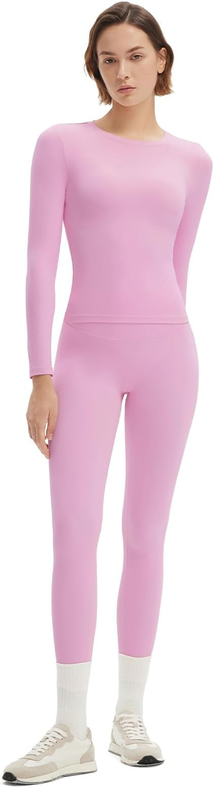 Amazon.com: SUUKSESS Women 2 Piece Workout Sets Tummy Control High Waisted Leggings Long Sleeve W... | Amazon (US)