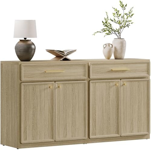 SICOTAS Buffet Cabinet with Storage Tall Modern Accent Storage Cabinet with Doors and Shelves 60 ... | Amazon (US)