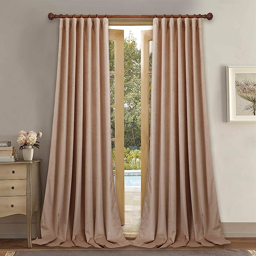 StangH Living Room Velvet Curtains for High Ceiling Wall Panels, Back Tab Top 120" Long Sunlight ... | Amazon (US)