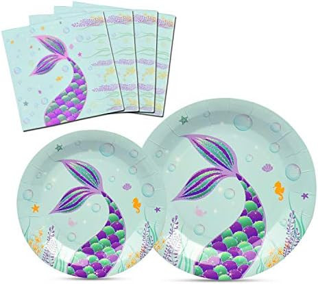 WERNNSAI Mermaid Party Supplies Kit - Mermaid Themed Party Pack Bundle for Kids Girls Pool Birthd... | Amazon (US)