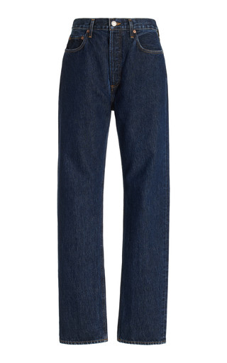 90s Pinch Waist Long Rigid High-Rise Straight-Leg Jeans | Moda Operandi (Global)