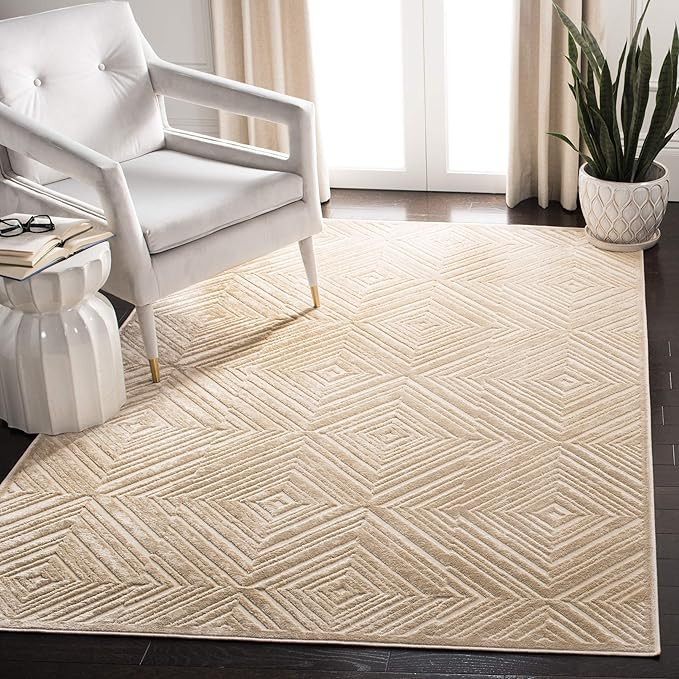 SAFAVIEH Paradise Collection Area Rug - 5'1" x 7'6", Beige, Geometric Diamond Viscose Design, Ide... | Amazon (US)