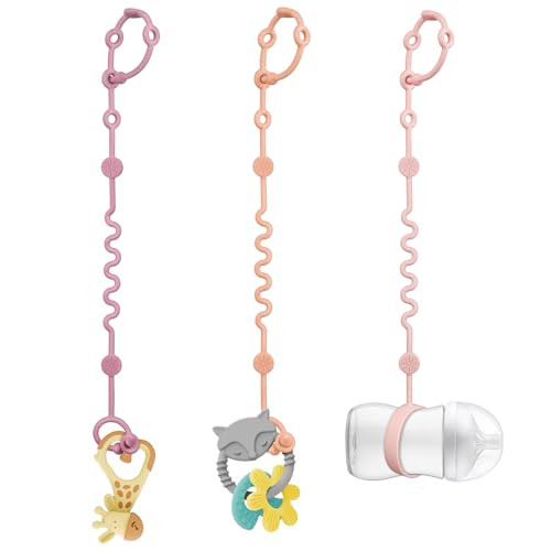 LittleHugs 3pcs Adjustable Toy Strap Holder - Silicone Baby Tether Pacifier Clip - Travel Essential Leash for Stroller, High Chair, Car Seat | Amazon (US)