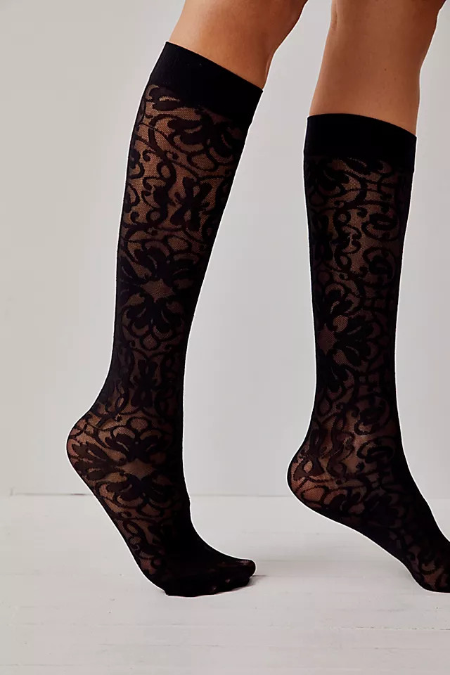 Spiraling Sheer Knee High Socks | Free People (Global - UK&FR Excluded)