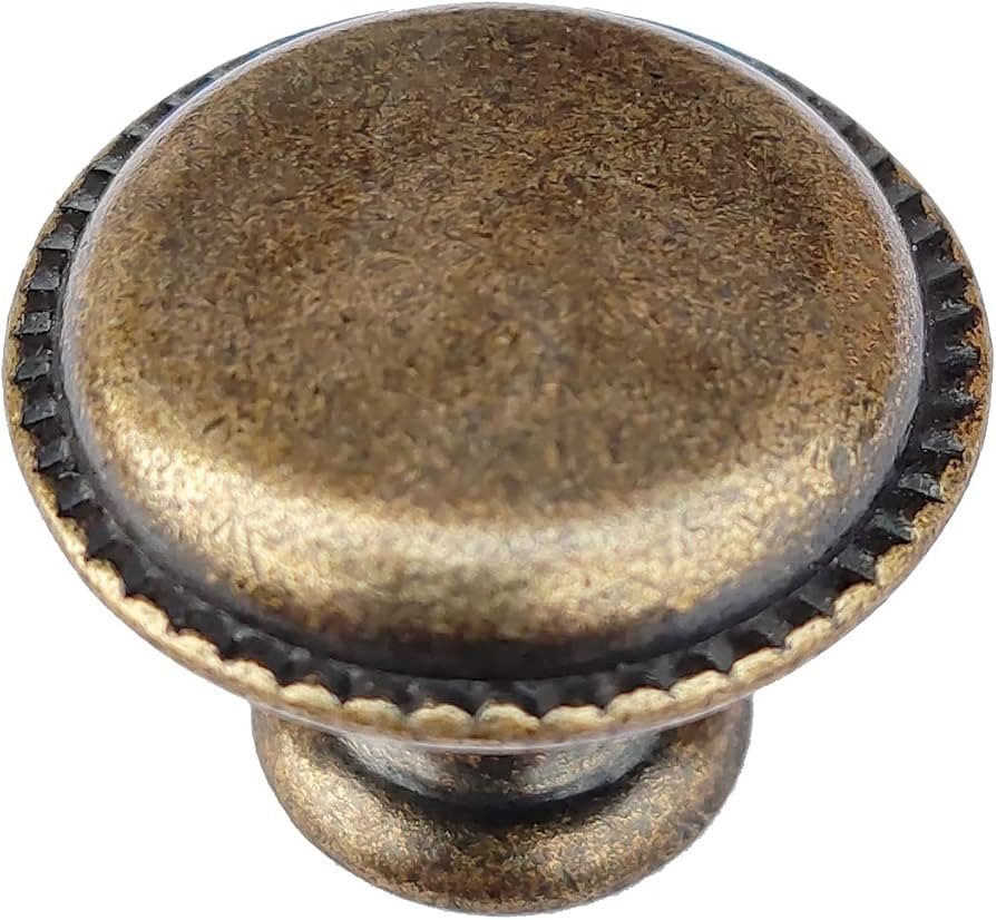 ZHANGJIAHE Antique Brass Drawer Knobs 1 inch Round Knobs 10 Pack (Retro Copper 10 Pack) | Amazon (US)