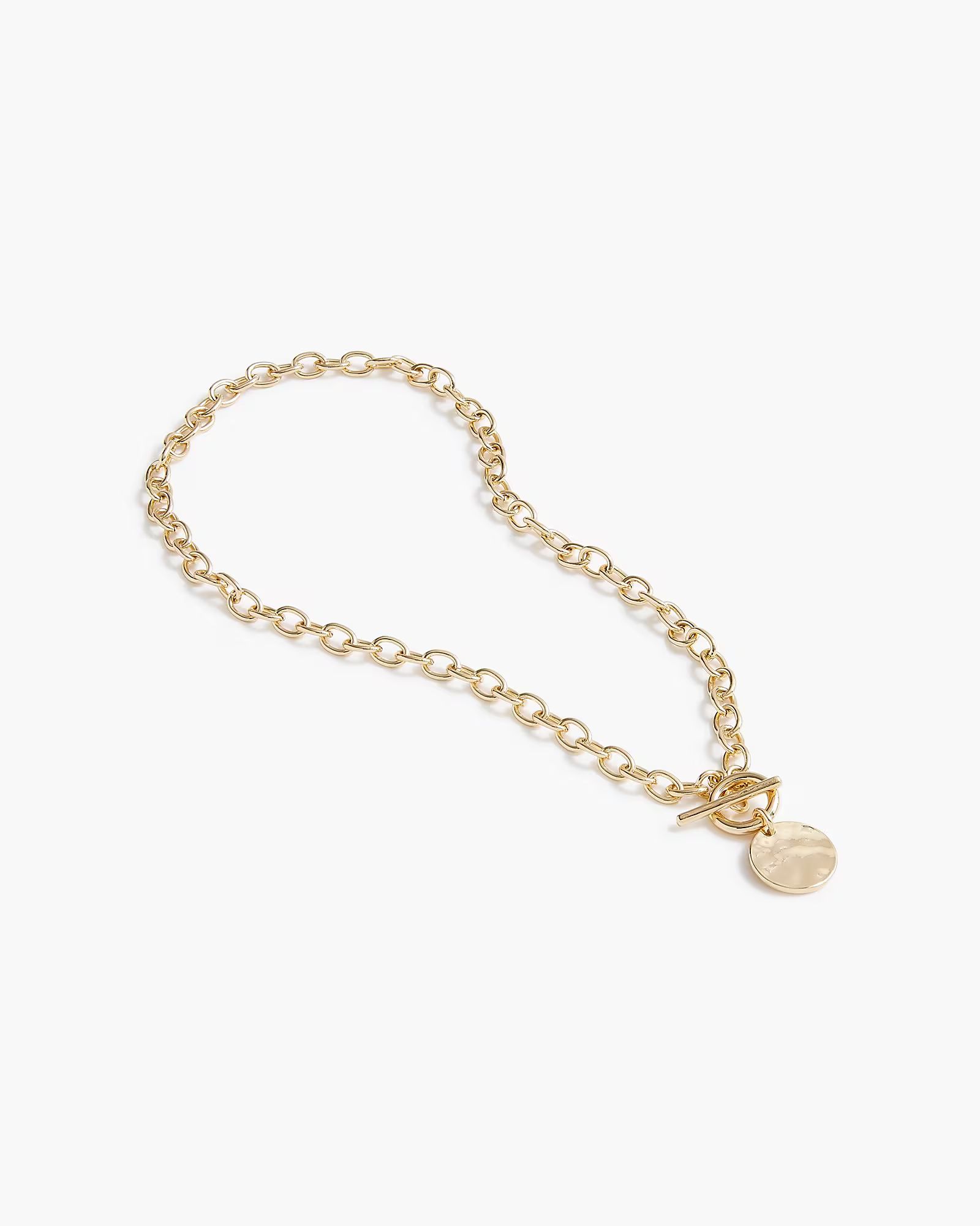 Hammered pendant necklace with toggle closure | J.Crew Factory