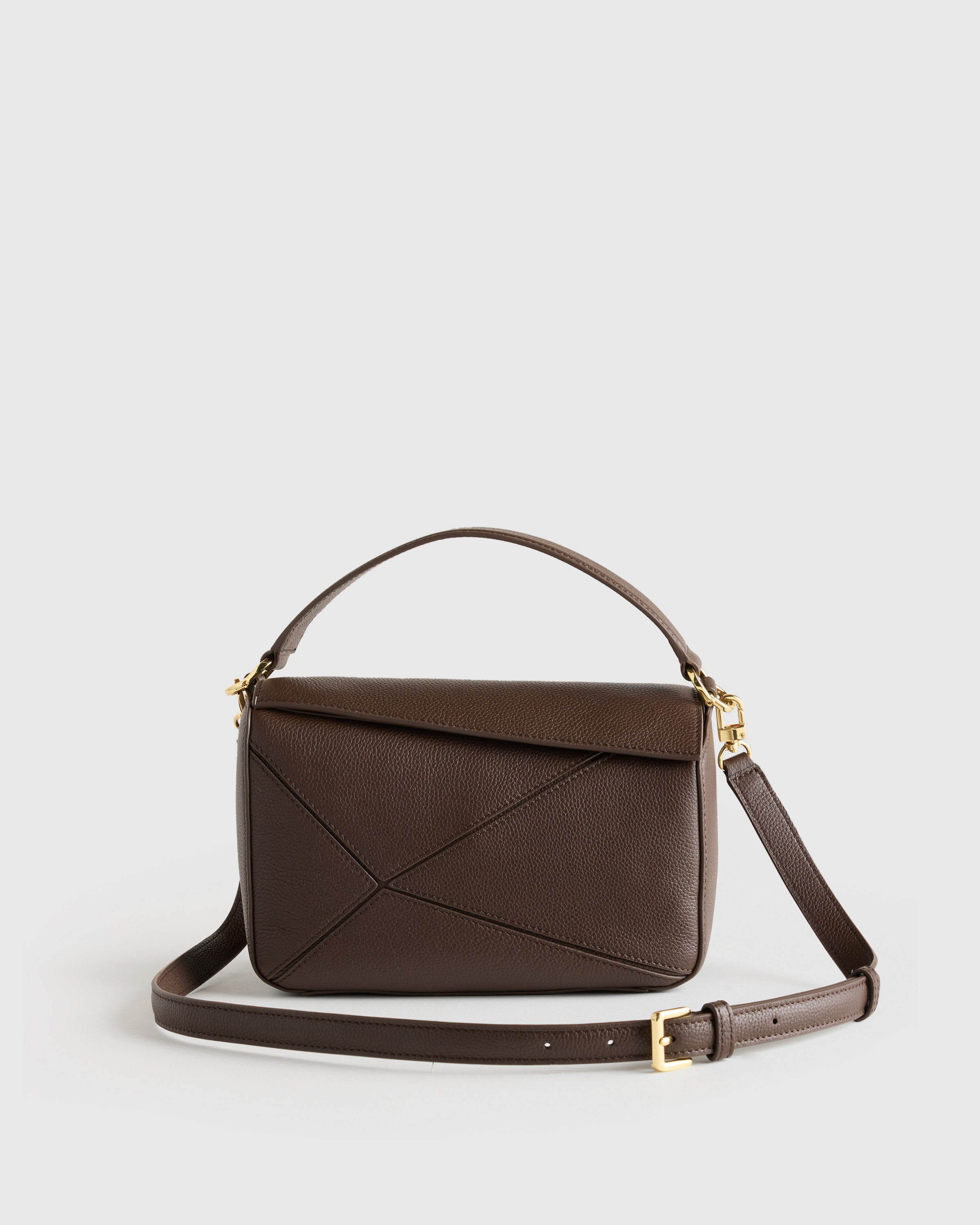 Quince | Women's Italian Leather Patchwork Crossbody in Black | Quince