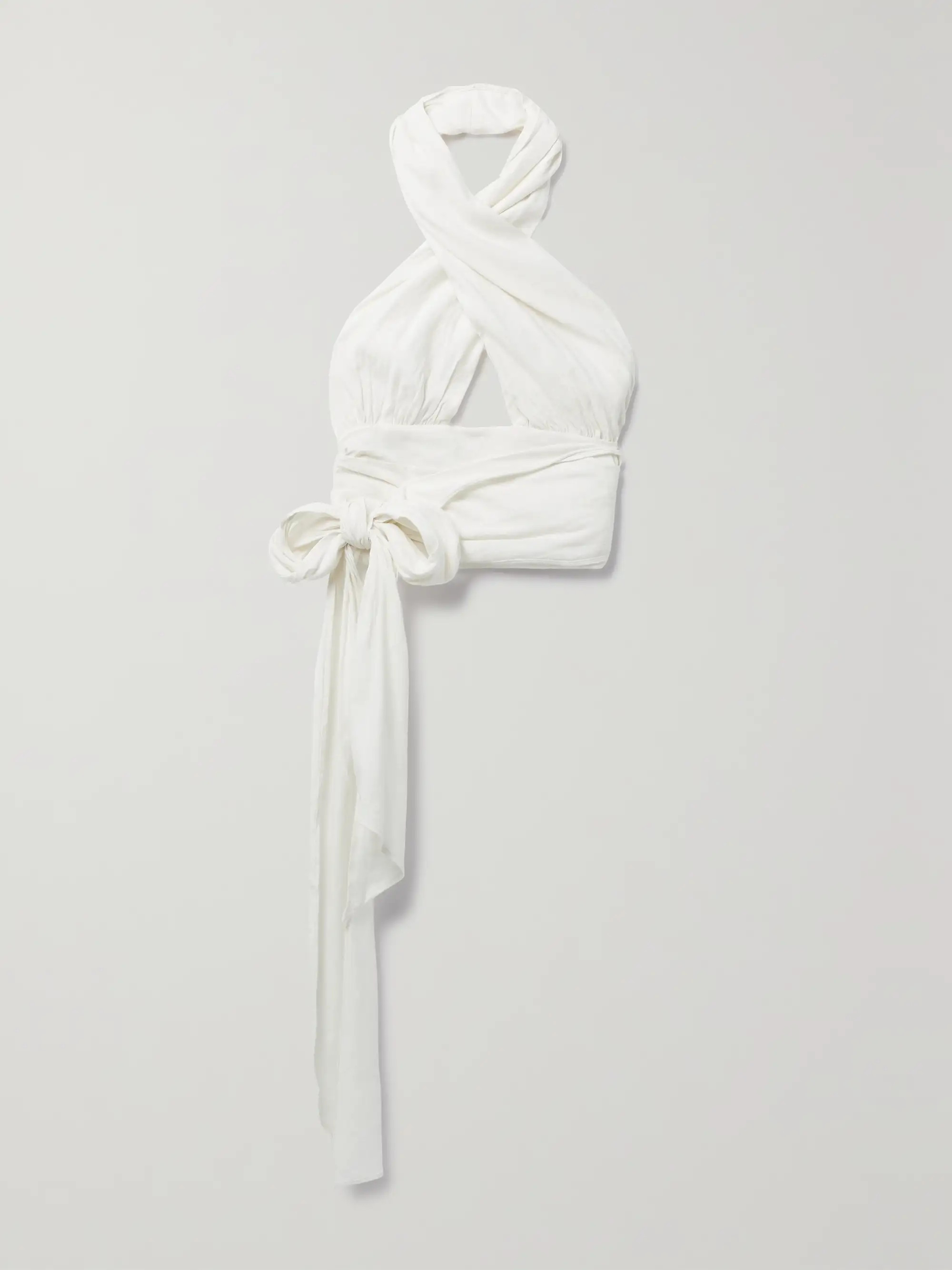 Brigette cropped linen-blend halterneck top | NET-A-PORTER (US)