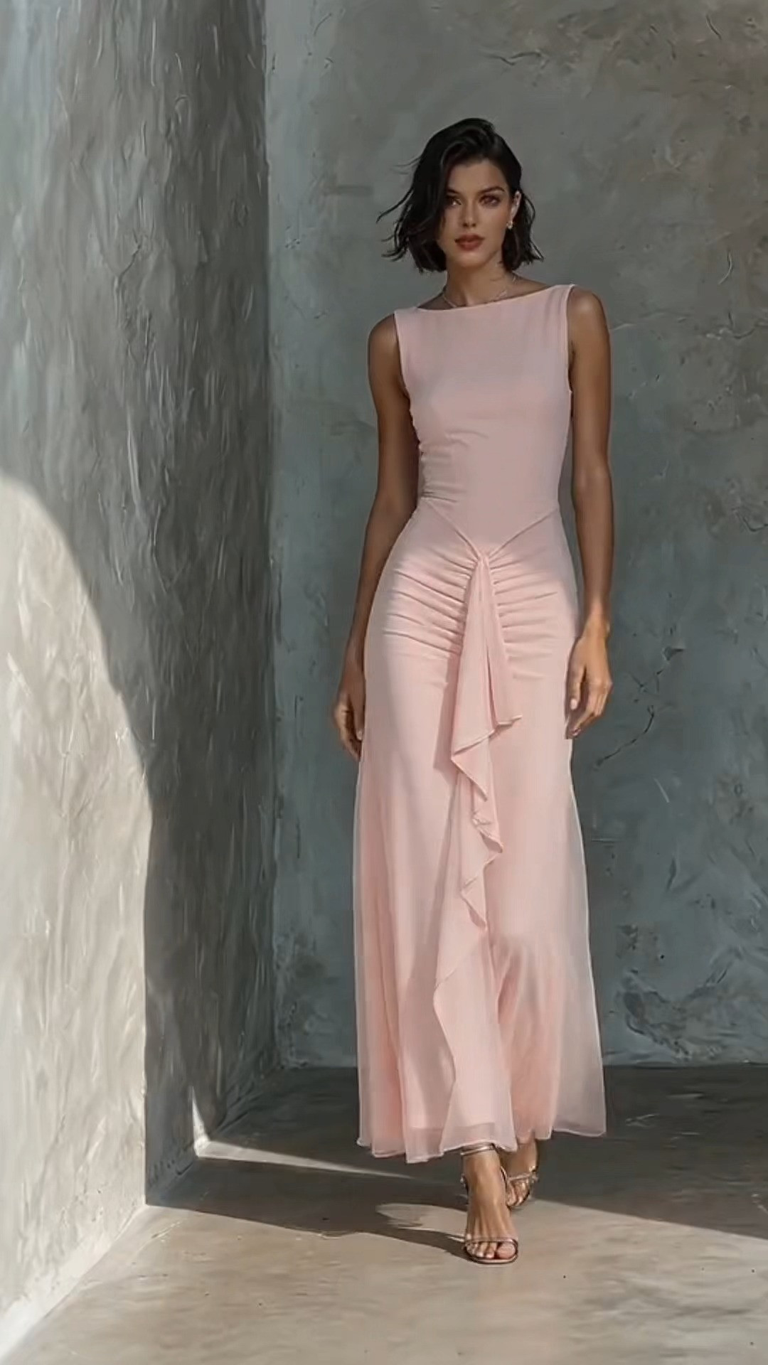Soft Blush Draped Tulle Maxi Occasion Dress

#BlushDress #PastelGown #BridesmaidDress #EventDress 

 #LTKootd #LTKOver40 #LTKWedding