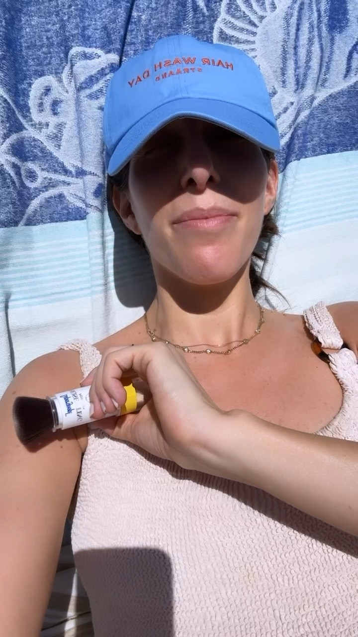 Holiday hero -  Supergoop SPF paintbrush takes down the shine and gives extra protection. 

(This is my on to the go top up - not my main sunscreen application.) #summerholiday #spf 

#LTKbeauty #LTKtravel #LTKsummer