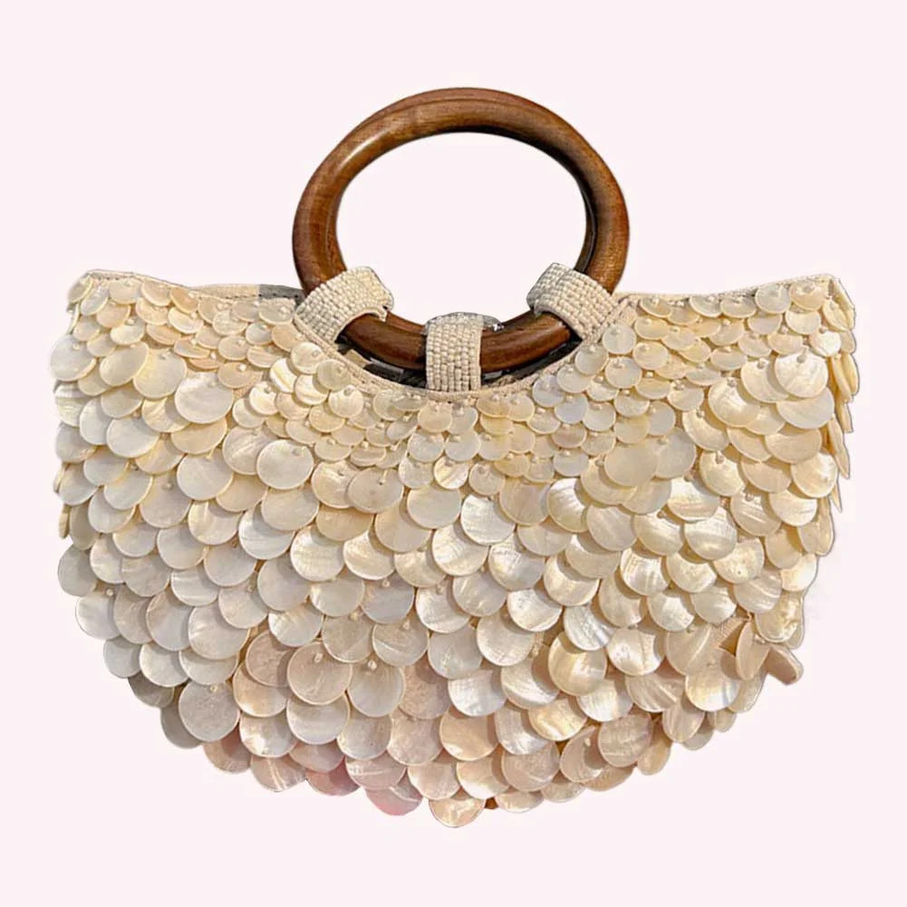 HIPKZ Shell Beaded Clutch Purse for Women Luxury Handmade Top Handle Bag Beach Evening Handbag fo... | Walmart (US)