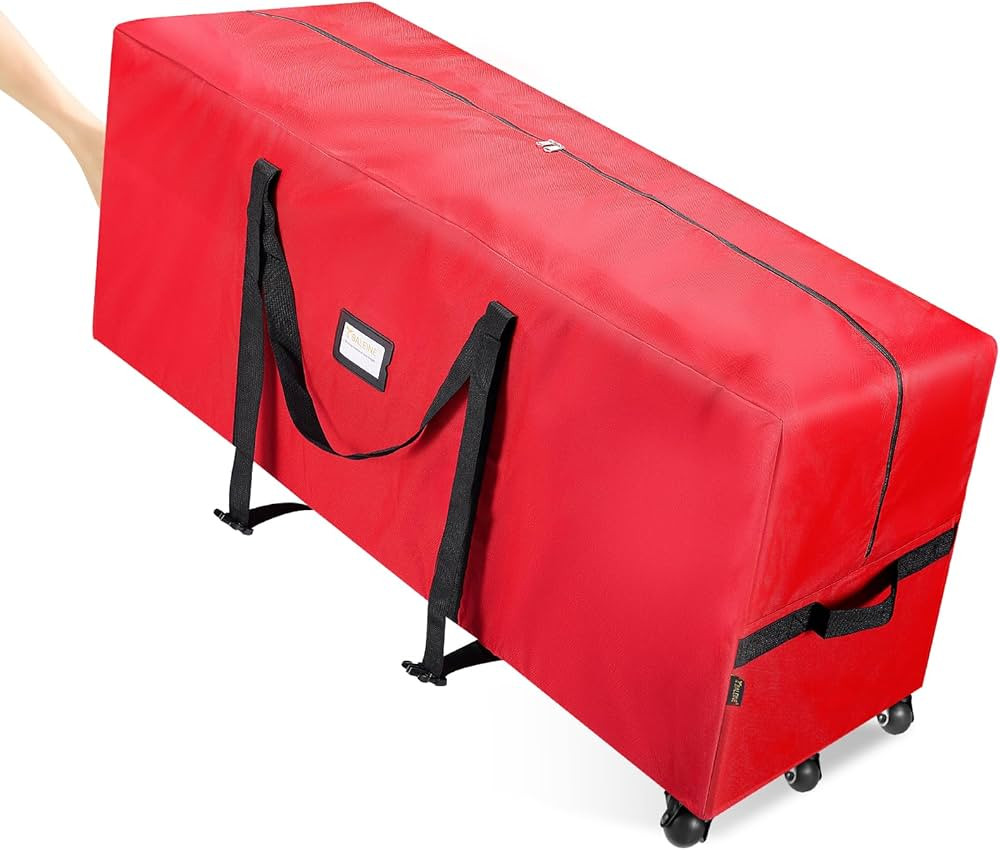 BALEINE 9 ft Rolling Christmas Tree Storage Bag, 3 Swivel Wheels for Easy Moving, Heavy Duty 600D Oxford Fabric Extra Large Artificial Christmas Tree Bag with Reinforced Carry Handles (Red) | Amazon (US)