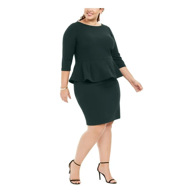 Calvin Klein Womens Plus Peplum Midi Sheath Dress | Walmart (US)