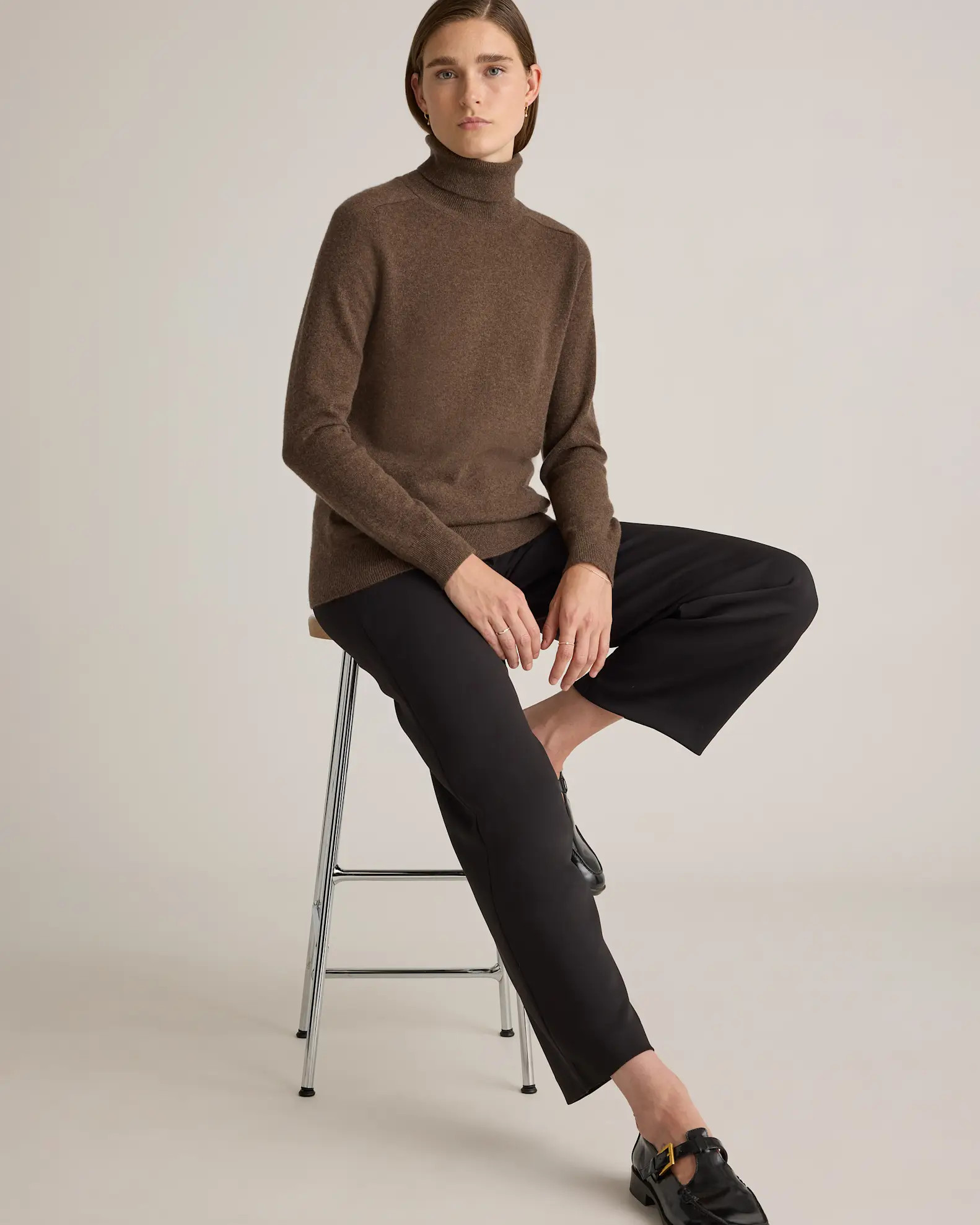 Cashmere Turtleneck Sweater | Quince in Brown | Quince