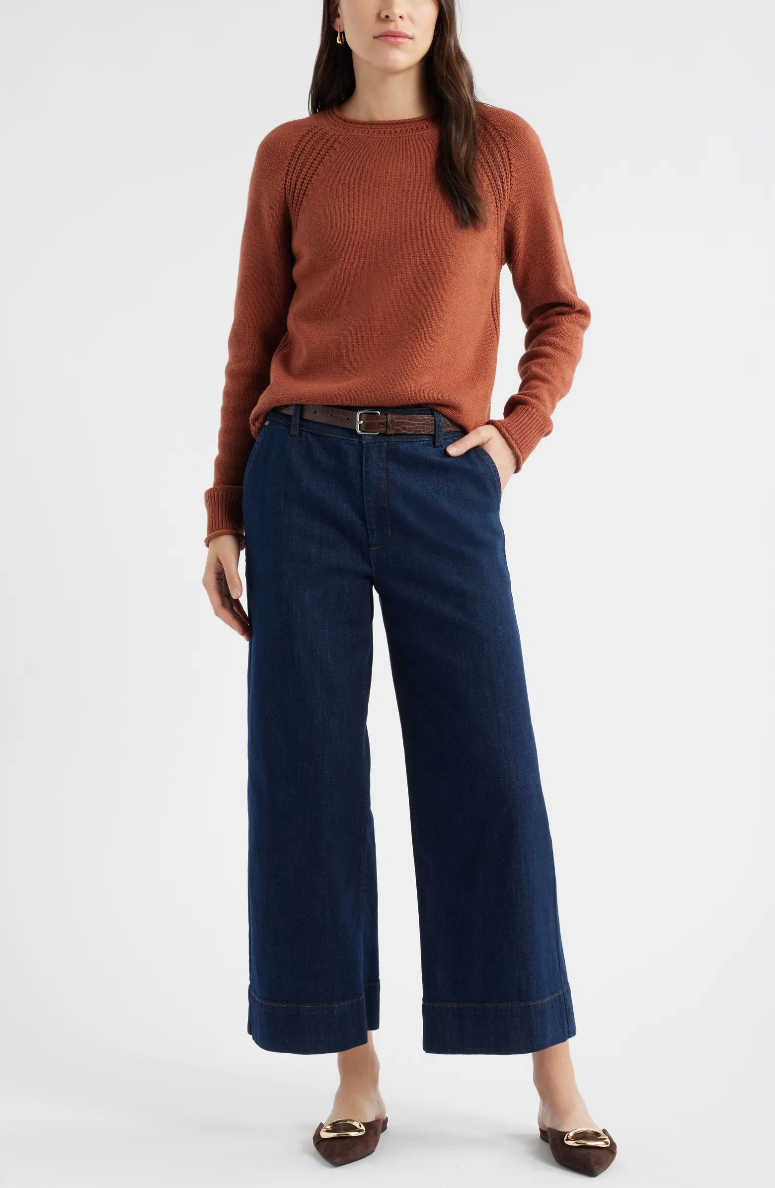 Raglan Sleeve Roll Neck Wool & Cotton Sweater | Nordstrom