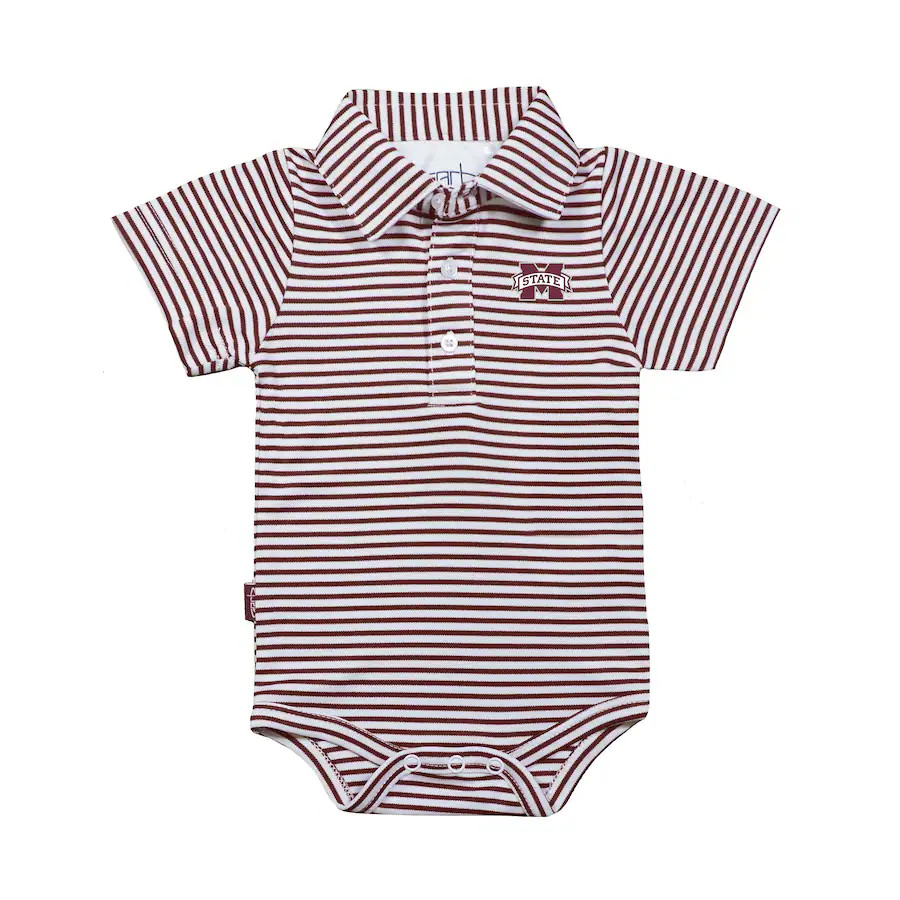 Mississippi State Bulldogs Garb Infant Carson Polo Bodysuit - Maroon/White | Fanatics