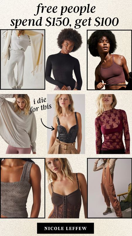 My free people favorite top picks
They are doing a sale spend $150 get $100
Holiday outfits
Bodysuits
Holiday fashion
New Year’s Eve look 


#LTKstyletip #LTKunder100 #LTKHoliday