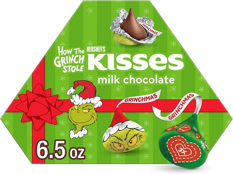 HERSHEY'S KISSES Grinch Milk Chocolate, Christmas Candy Gift Box, 6.5 oz | Amazon (US)