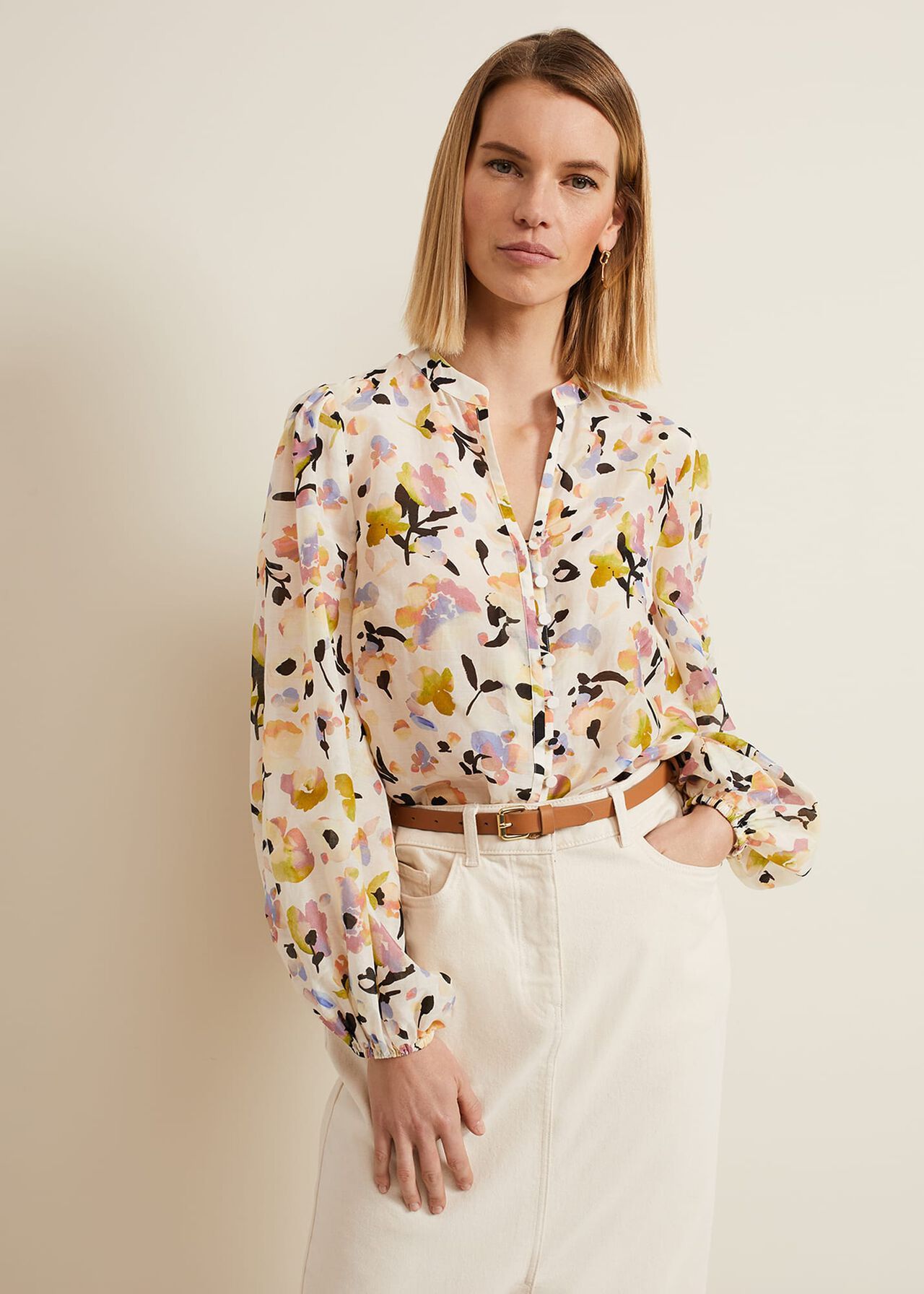 Maddie Watercolour Silk Blend Blouse | Phase Eight (UK)