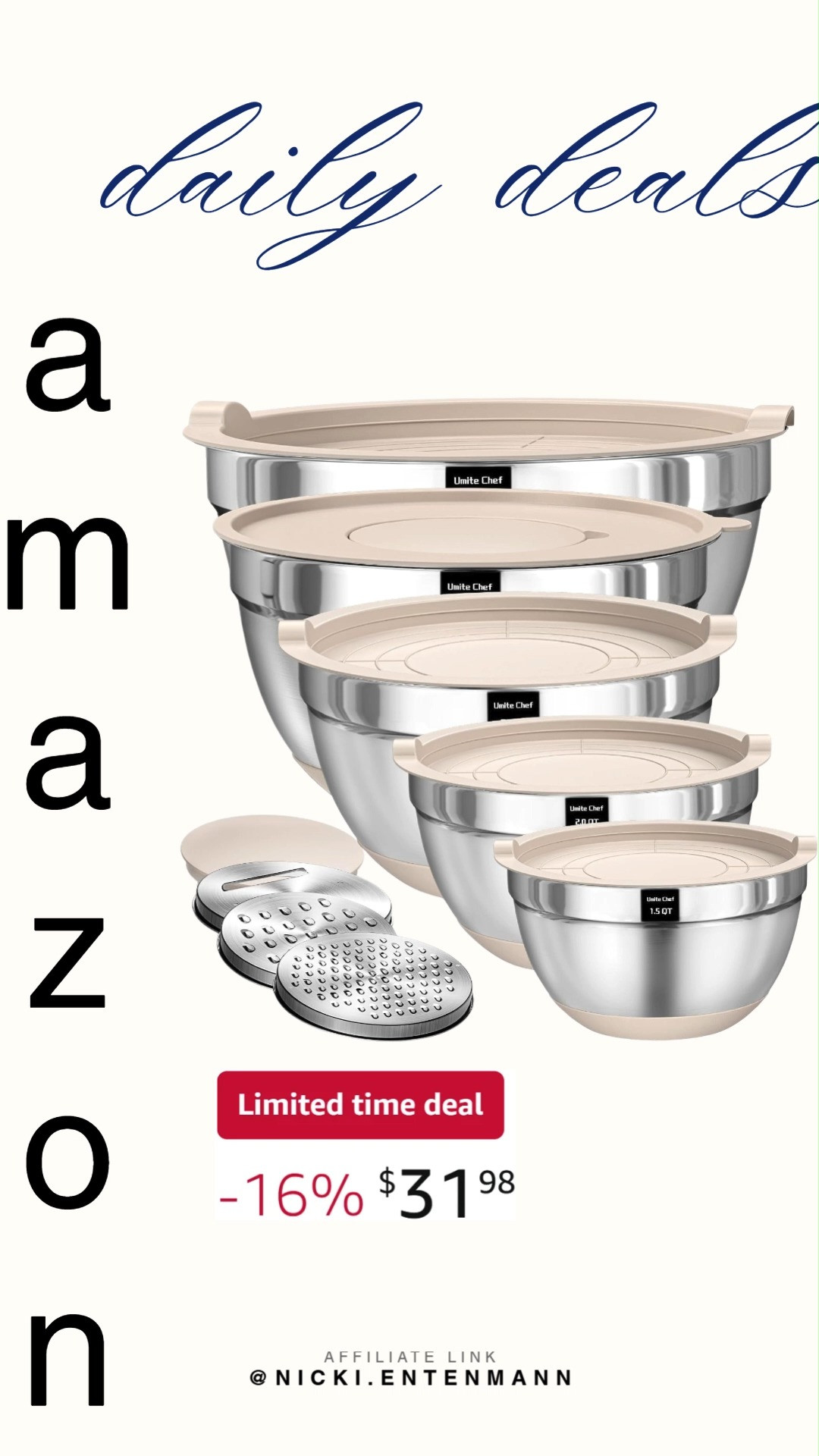 Upgrade your kitchen game with Umite Chef Mixing Bowls with Airtight Lids Set. Durable stainless steel bowls with secure lids make meal prep, storage, and serving effortless while keeping food fresh every time. #umitechef #mixingbowls #airtightlids #kitchentools #mealprep #cookingeasy #homecooking #kitchenessentials #shoppinghaul #modernliving 🥗🥄✨ 

 #LTKfoodie #LTKHome #LTKSaleAlert