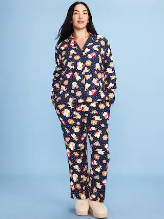 Old Navy x Disney Mickey Mouse & Friends Printed Flannel Pajama Set for Women | Old Navy (US)