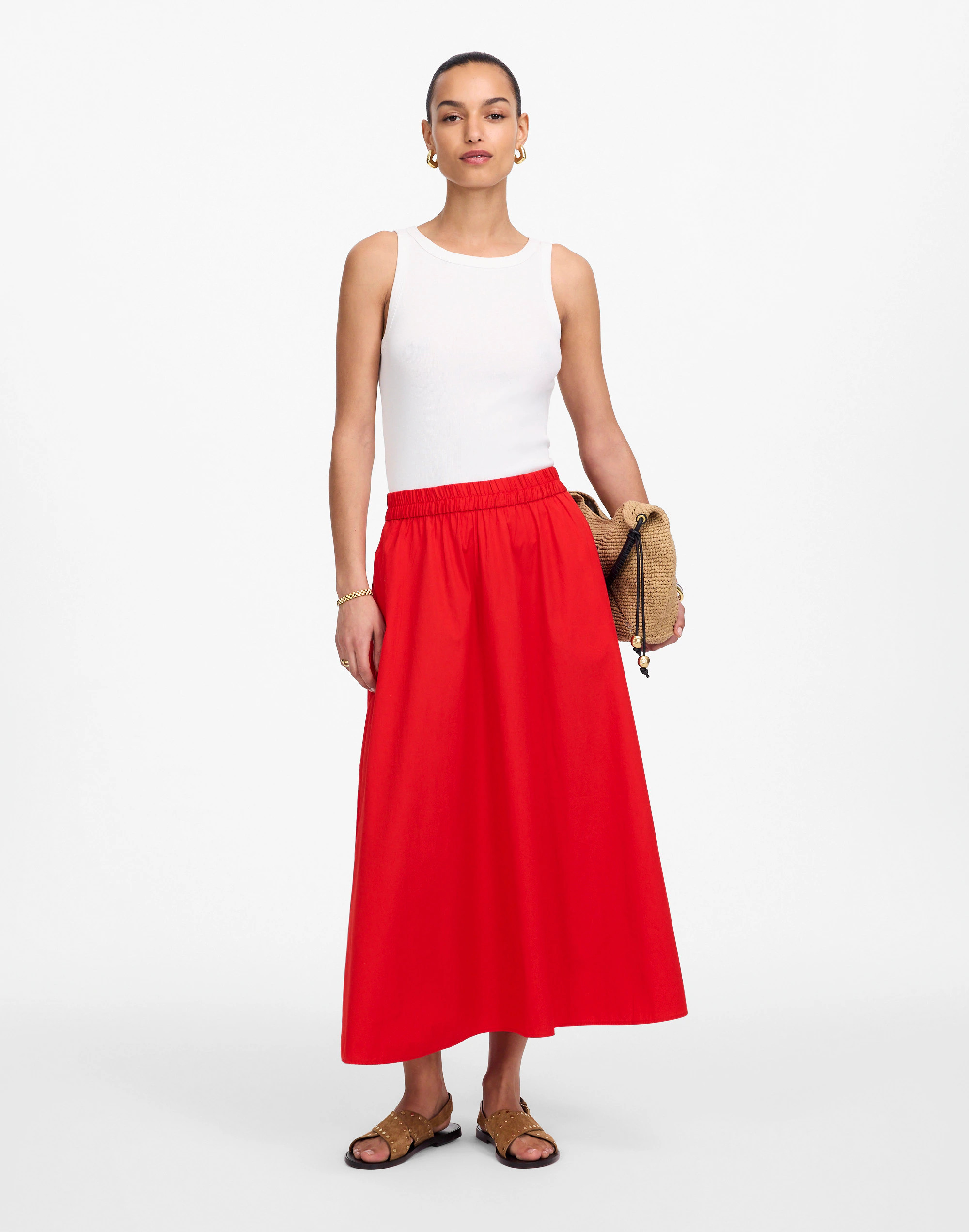 Poplin Midi Skirt | Madewell