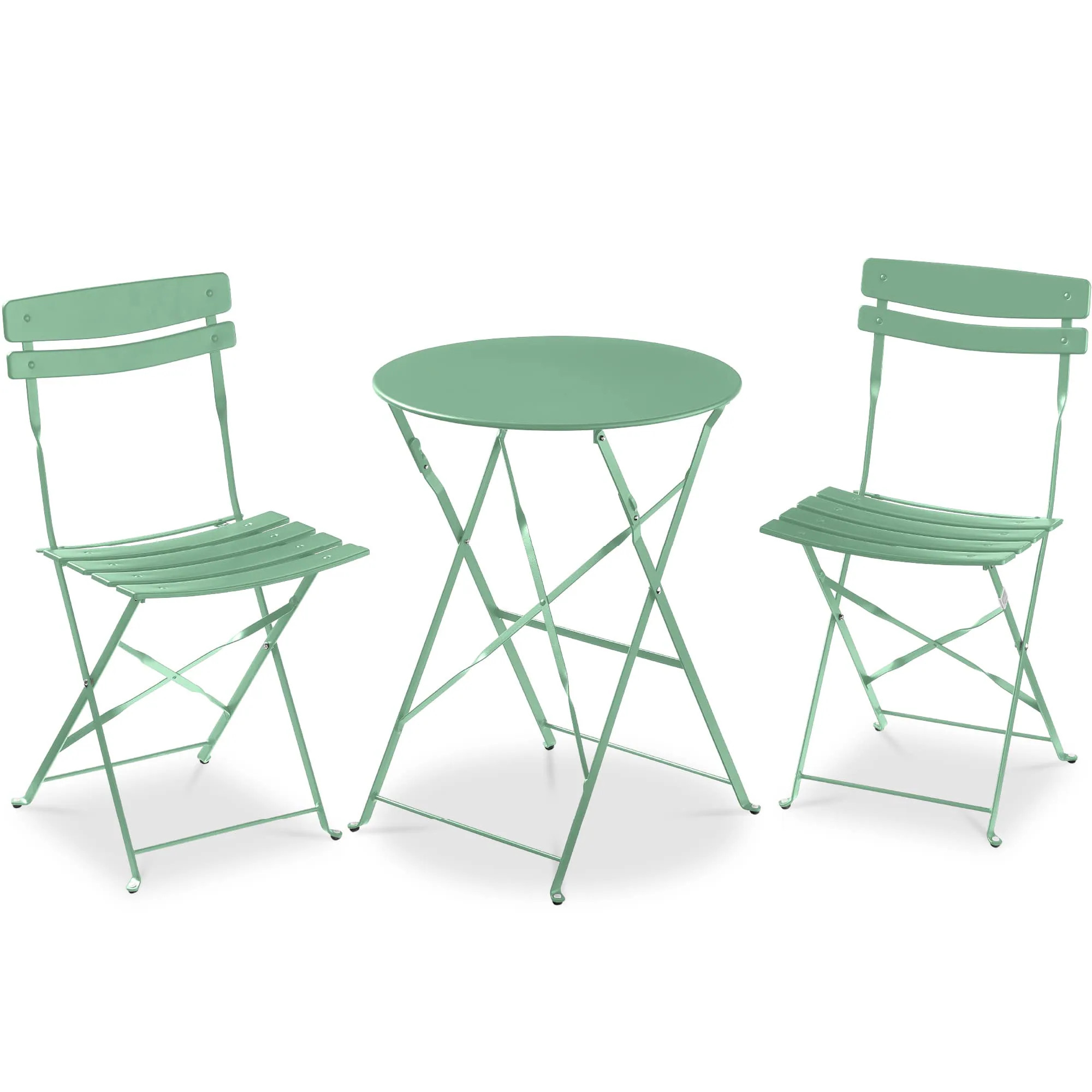 Best Choice Products 3-Piece Small Bistro Set Folding Patio Furniture Set of 2 Chairs and Table - Sage | SKY9016 | Lowe's