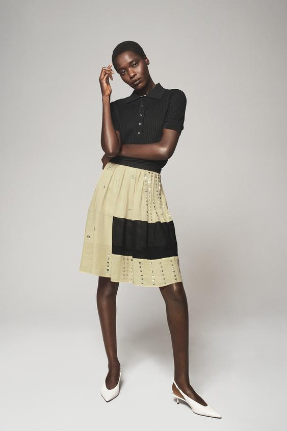 LINEN-BLEND BEADED SKIRT - THE ITEM | Zara US