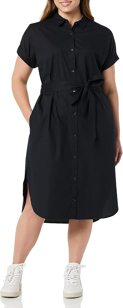 Amazon Essentials Women's Relaxed Fit Short Sleeve Button Front Belted Shirt Dress | Amazon (US)