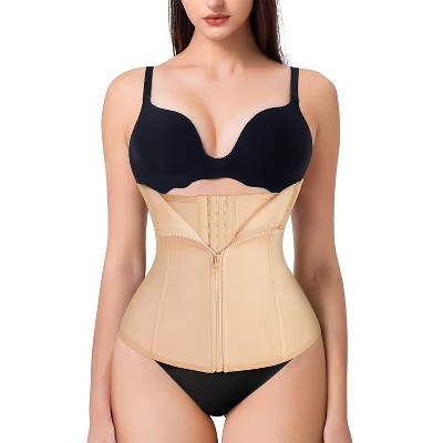 Nebility™ Waist Trainer for Women Zipper Tummy Control Shapewear Waist Cincher Corset Faja Body Shaper Sport Girdle, S Beige | Target