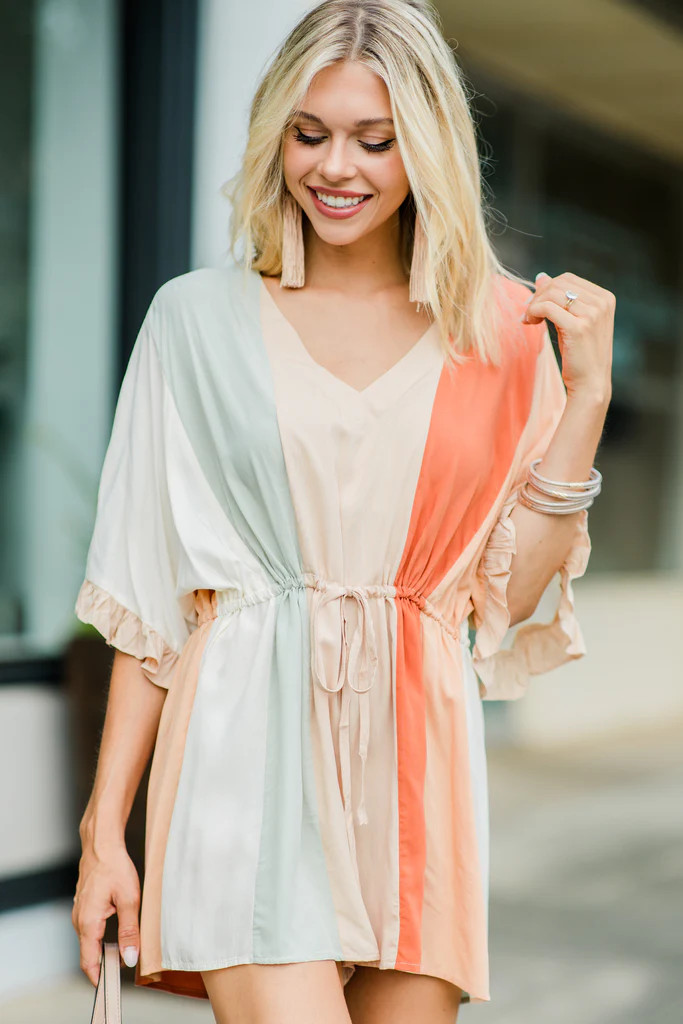 Surrounded By Love Sand White Colorblock Romper | The Mint Julep Boutique