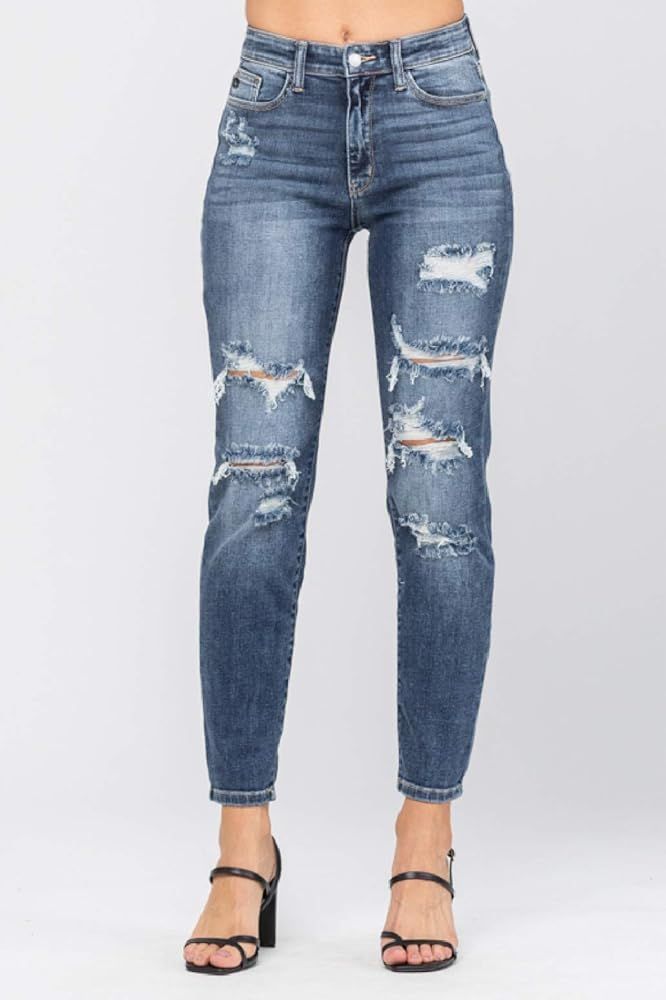 Judy Blue High Waist Distressed Boyfriend Jeans (Style: 82156) | Amazon (US)